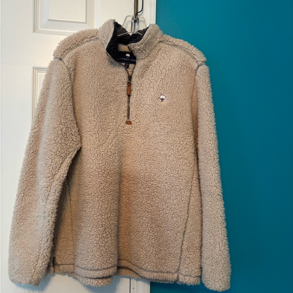 The Southern Shirt Company Cream Sherpa Pullover